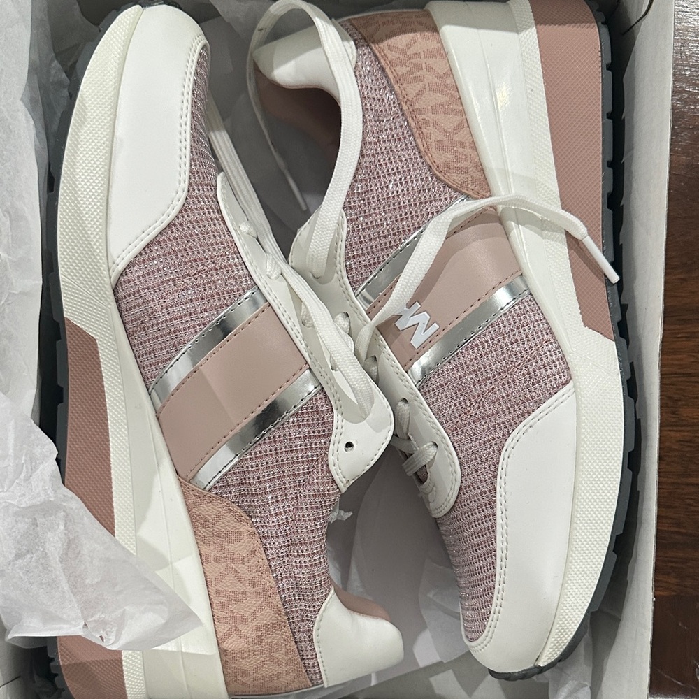 Women's Pink and White Sneakers